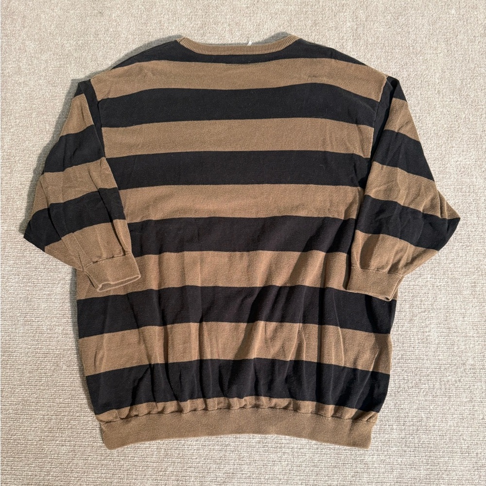 Free People Black and Tan Surfin On Your Stripes Tunic Sweater - Size XS/S - Picture 7 of 7